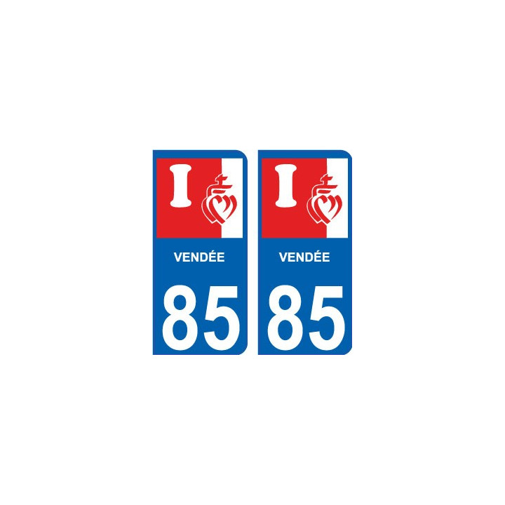 85 vendée coeur logo autocollant plaque immatriculation auto ville sticker