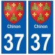 37 Chinon blason autocollant plaque stickers ville
