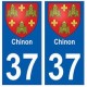 37 Chinon blason autocollant plaque stickers ville