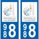 988 Nouvelle Calédonie logo autocollant plaque immatriculation auto ville sticker