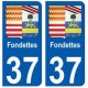 37 Fondettes blason autocollant plaque stickers ville