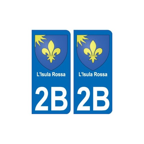 2B Isula Rossa autocollant plaque immatriculation auto ville sticker