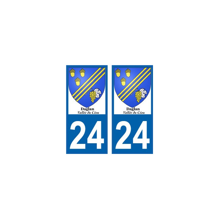 24 Vallée Ceou Daglan autocollant plaque immatriculation auto ville sticker