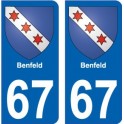 67 Benfeld autocollant plaque immatriculation auto ville sticker