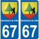 67 Dambach-la-ville autocollant plaque immatriculation auto ville sticker