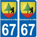 67 Dambach-la-ville autocollant plaque immatriculation auto ville sticker