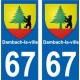 67 Dambach-la-ville autocollant plaque immatriculation auto ville sticker