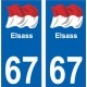 67 Elsass Alsace drapeau logo 999 sticker autocollant plaque immatriculation auto