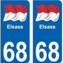 68 Elsass Alsace drapeau sticker autocollant plaque immatriculation auto