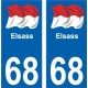 68 Elsass Alsace drapeau sticker autocollant plaque immatriculation auto