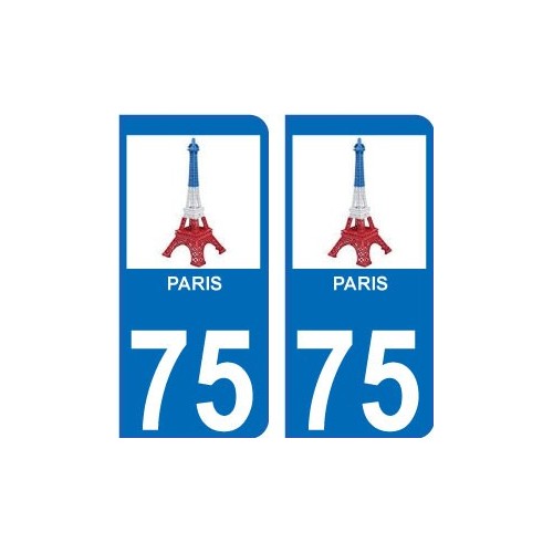 75 Paris eiffel bleu blanc rouge autocollant plaque immatriculation auto ville sticker