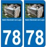 78 Saint Germain en Laye sticker autocollant plaque immatriculation auto
