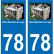 78 Saint Germain en Laye sticker autocollant plaque immatriculation auto