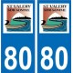 80 Saint Valery sur Somme autocollant plaque immatriculation auto ville sticker
