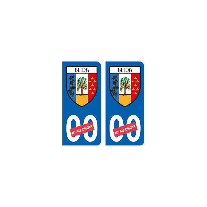 Blida sur Juine numéro au choix autocollant plaque immatriculation auto ville sticker