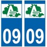 09 de Ariège, el escudo de armas de la etiqueta engomada