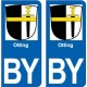 Otting BY autocollant plaque immatriculation auto ville sticker