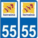 55 Lorraine autocollant plaque immatriculation auto ville sticker
