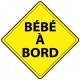 Bebe A bord losange jaune logo 254 autocollant adhésif sticker