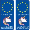 Licorne licornasse autocollant plaque immatriculation auto ville sticker