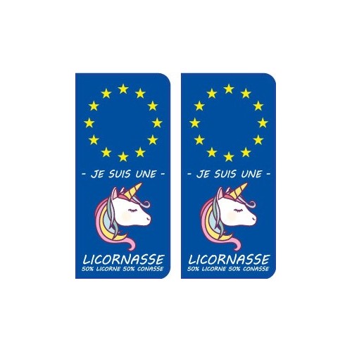 Licorne licornasse autocollant plaque immatriculation auto ville sticker