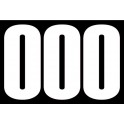 set 3x Autocollant sticker voiture moto porte numéro chiffre course 000 blanc logo 3526