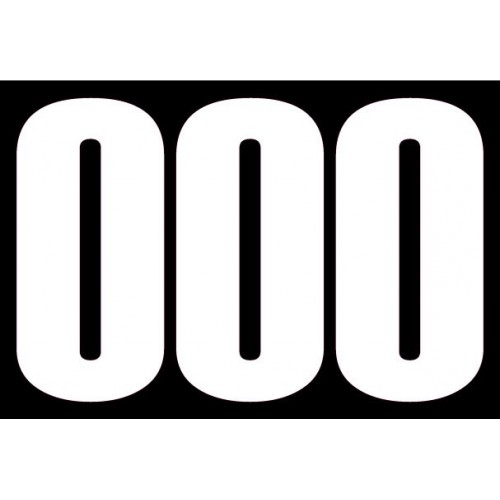 set 3x Autocollant sticker voiture moto porte numéro chiffre course 000 blanc logo 3526