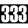 set 3x Autocollant sticker voiture moto porte numéro chiffre course 333 blanc logo 3529