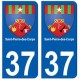 37 Saint-Pierre-des-Corps blason autocollant plaque stickers ville