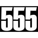 set 3x Autocollant sticker voiture moto porte numéro chiffre course 555 blanc logo 3531