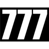 set 3x Autocollant sticker voiture moto porte numéro chiffre course 777 blanc logo 3533
