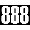 set 3x Autocollant sticker voiture moto porte numéro chiffre course 888 blanc logo 3534