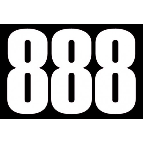 set 3x Autocollant sticker voiture moto porte numéro chiffre course 888 blanc logo 3534