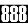set 3x Autocollant sticker voiture moto porte numéro chiffre course 888 blanc logo 3534