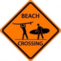 panneau plage Beach crossing surfeur logo 342 autocollant adhésif sticker