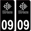 09 Occitanie nouveau logo noir autocollant plaque immatriculation auto ville sticker