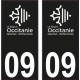 09 Occitanie nouveau logo noir autocollant plaque immatriculation auto ville sticker