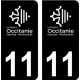 11 Occitanie nouveau logo noir autocollant plaque immatriculation auto ville sticker