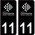 11 Occitanie nouveau logo noir autocollant plaque immatriculation auto ville sticker