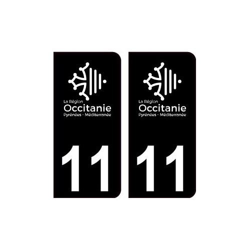 11 Occitanie nouveau logo noir autocollant plaque immatriculation auto ville sticker