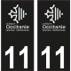 11 Occitanie nouveau logo noir autocollant plaque immatriculation auto ville sticker