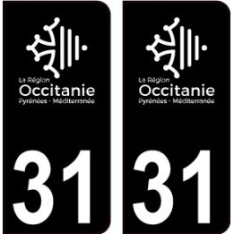 31 Occitanie nouveau logo noir autocollant plaque immatriculation auto ville sticker