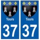 37 Tours blason autocollant plaque stickers ville