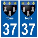 37 Torres escudo de armas de la etiqueta engomada de la placa de pegatinas de la ciudad