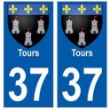 37 Tours blason autocollant plaque stickers ville