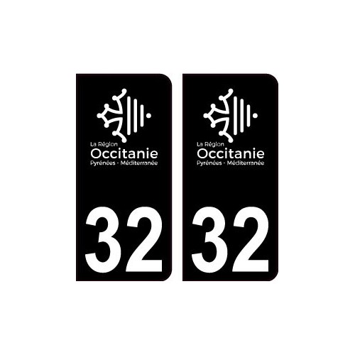 32 Occitanie nouveau logo noir autocollant plaque immatriculation auto ville sticker