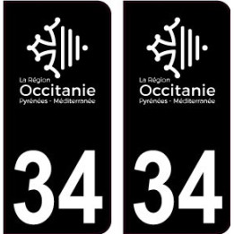 34 Occitanie nouveau logo noir autocollant plaque immatriculation auto ville sticker