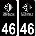 46 Occitanie nouveau logo noir autocollant plaque immatriculation auto ville sticker