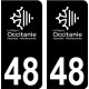 48 Occitanie nouveau logo noir autocollant plaque immatriculation auto ville sticker