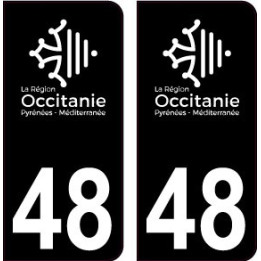 48 Occitanie nouveau logo noir autocollant plaque immatriculation auto ville sticker